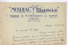 [Carta], 1912 ago. 21 Adrogué, Argentina <a un Sr. Nuñez>