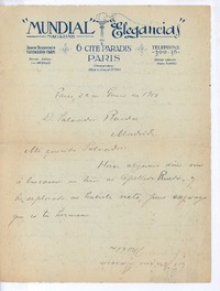 [Carta], 1912 ene. 26 Paris, Francia <a> Salvador Rueda