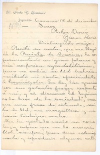 [Carta], 1894 dic. 15 Caracas, Venezuela <a> Rubén Darío