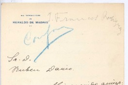 [Carta], 1908 dic. 2 Madrid, España <a> Rubén Darío