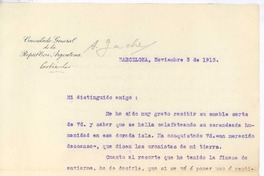 [Carta], 1913 nov. 3 Barcelona, España <a> Rubén Darío