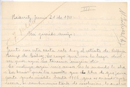[Carta], 1911 jun. 21 Biarritz, Francia <a> Rubén Darío