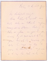 [Carta], 1913 feb. 11 Paris, Francia <a> Rubén Darío