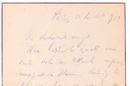 [Carta], 1913 feb. 11 Paris, Francia <a> Rubén Darío