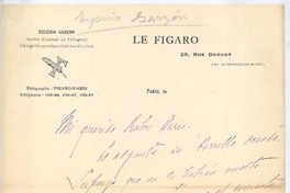 [Carta entre 1900 y 1916], Paris, Francia <a> Rubén Darío