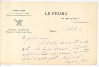 [Carta entre 1900 y 1916], oct. 4 Paris, Francia <a> Rubén Darío