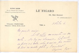 [Carta entre 1900 y 1916], oct. 4 Paris, Francia <a> Rubén Darío