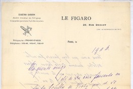 [Carta], 1906 Paris, Francia <a> Rubén Darío