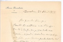 [Carta], 1913 abr. 23 Barcelona, España <a> Rubén Darío