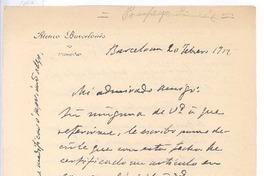 [Carta], 1912 feb. 20 Barcelona, España <a> Rubén Darío