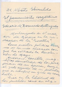 El pensamiento argentino Ideario de Bernardo Monteagudo.