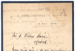[Carta entre 1900 y 1916], Madrid, España <a> Rubén Darío