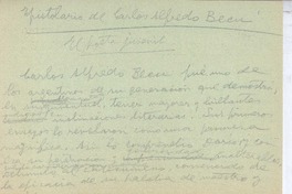 Epistolario de Carlos Alfredo Becu El poeta juvenil.
