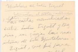 Epistolario de Julio Piquet Estímulos al poeta.