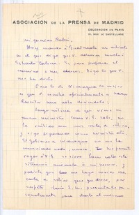 [Carta], 1896 Paris, Francia <a> Rubén Darío