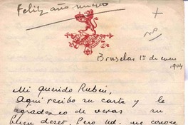 [Carta], 1904 ene. 1 Bruselas, Bélgica <a> Rubén Darío