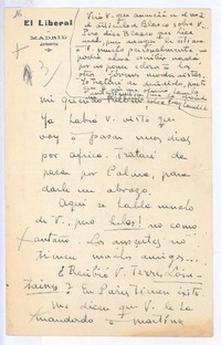 [Carta], c.1900 Madrid, España <a> Rubén Darío