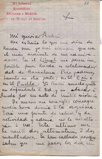 [Carta], c.1900 Madrid, España <a> Rubén Darío