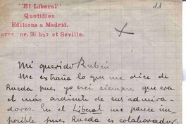 [Carta], c.1900 Madrid, España <a> Rubén Darío