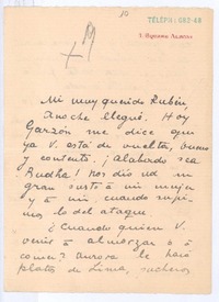 [Carta], c.1900 Paris, Francia <a> Rubén Darío