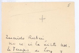 [Carta], c.1900 Francia? <a> Rubén Darío