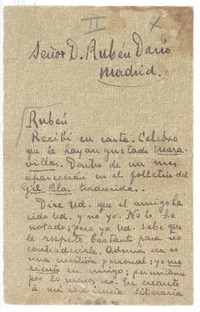 [Carta], c.1900 Paris, Francia <a> Rubén Darío
