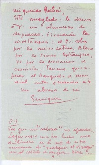[Carta], c.1900 Paris, Francia <a> Rubén Darío