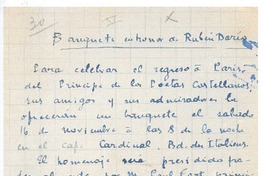 [Carta], c.1900 Francia? <a> Rubén Darío