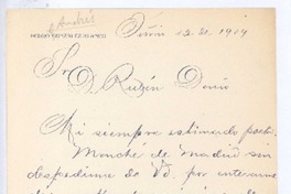 [Carta], 1909 jun. 12 España <a> Rubén Darío