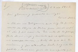 [Carta], 1906 nov. 29 Paris, Francia <a> Rubén Darío