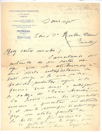 [Carta], c.1900 Paris, Francia <a> Rubén Darío
