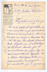 [Carta], 1912 ene. 30 París, Francia <a> Rubén Darío
