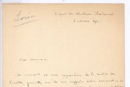 [Carta], 1911 oct. 5 Francia <a> Rubén Darío