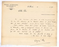 [Carta], c.1906 Sao Paulo, Brasil <a> Rubén Darío