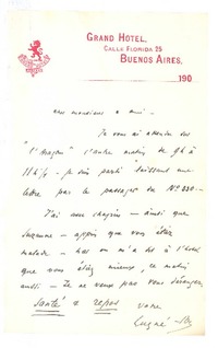 [Carta], c. 1906 Buenos Aires, Argentina <a> Rubén Darío