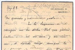 [Carta], c.1900 Madrid, España <a> Rubén Darío