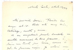 [Carta], 1901 abr. 21 Monte Carlo, Mónaco <a> Rubén Darío