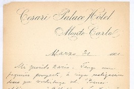 [Carta], 1901 mar. 21 Monte Carlo, Monaco <a> Rubén Darío