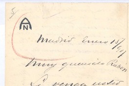 [Carta], 1907 ene. 15 Madrid, España <a> Rubén Darío