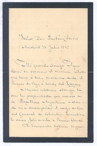 [Carta], 1893 jul. 21 Madrid, España <a> Rubén Darío