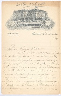 [Carta], 1901 dic. 12 Paris, Francia <a> Rubén Darío