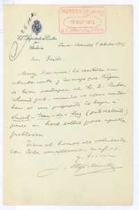 [Carta], 1912 oct. 7 Francia <a> Armando Guido
