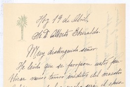 [Carta], c. 1930 abr. 19 Lima, Perú [a] Alberto Ghiraldo