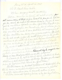 [Carta], 1908 ago. 25 Lima, Perú <a> Benito Pérez Galdós