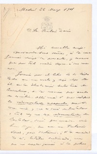 [Carta], 1901 mar. 22 Madrid, España <a> Rubén Darío