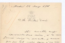 [Carta], 1901 mar. 22 Madrid, España <a> Rubén Darío