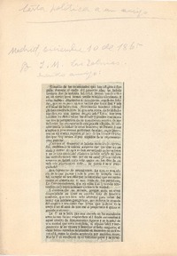 [Carta], 1865 dic. 10 Madrid, España <a un amigo>