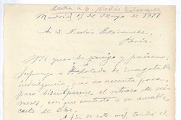 [Carta], 1911 may. 15 Madrid, España <a> Nicolás Estévanez