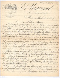 [Carta], 1897 abr. 16 México <a> Rubén Darío