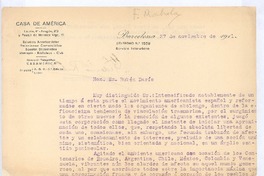 [Carta], 1911 nov. 27 Barcelona, España <a> Rubén Darío